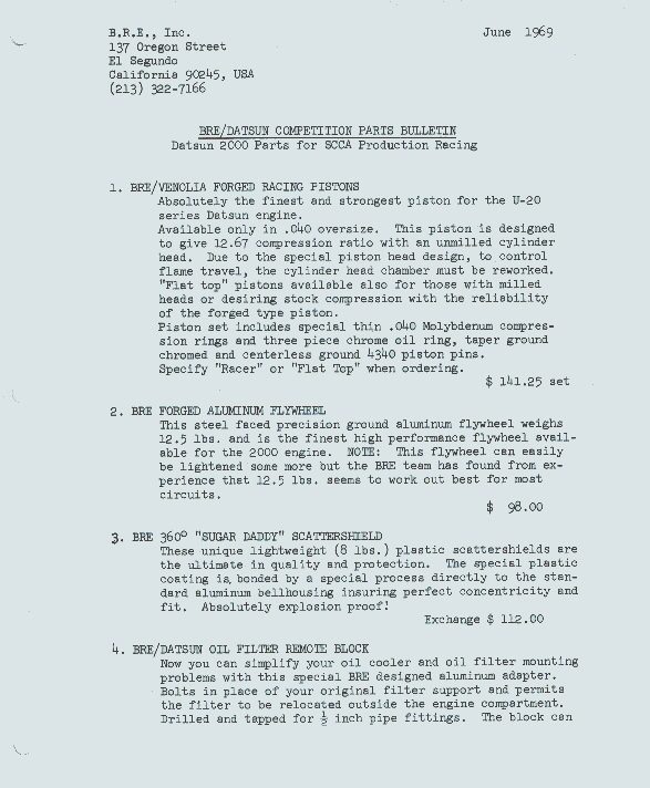 First BRE Pricelist - Page 1