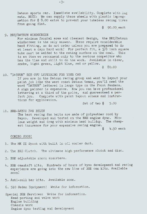 First BRE pricelist - page 3