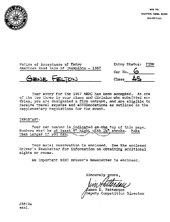 Gene Felton's 1967 invitation